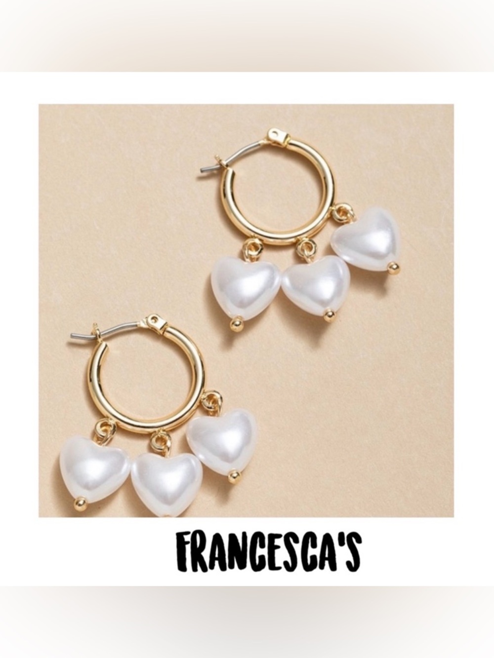 New Norra Pearl Heart Charms On Hoop Earrings